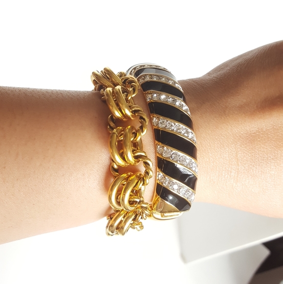 Robin Steele Inc. 18k Gold Polish Over Brass 💟 Double Wide Links - Picture 3 of 10